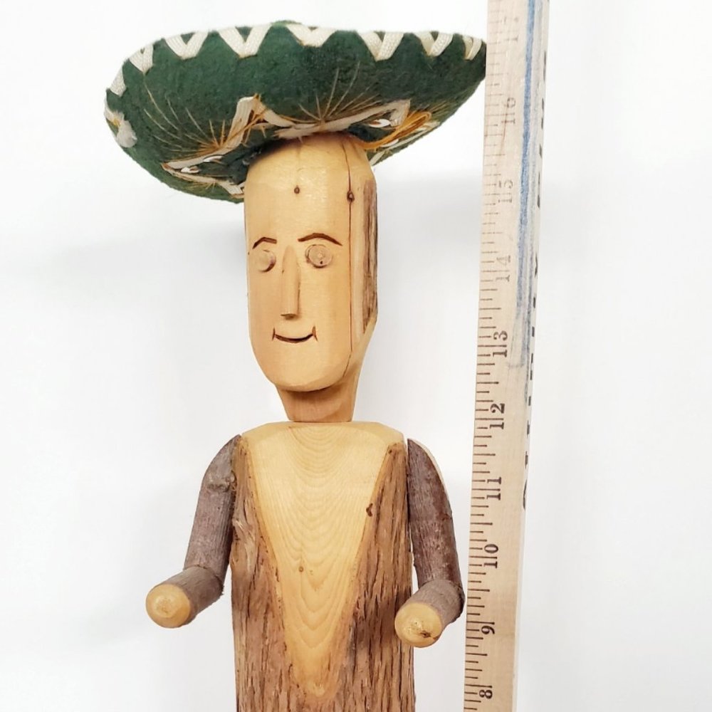 Vintage Wooded Man Figurine Statue Hand Carved